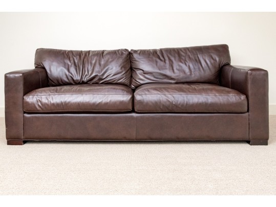 Crate & Barrel Leather Upholstered Sofa