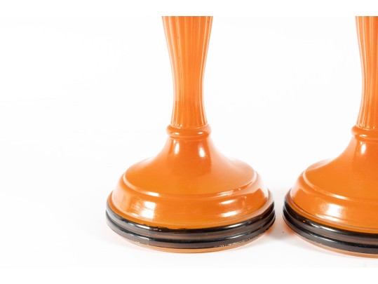 1920's Art Deco Czechoslovakian Glass Candlesticks