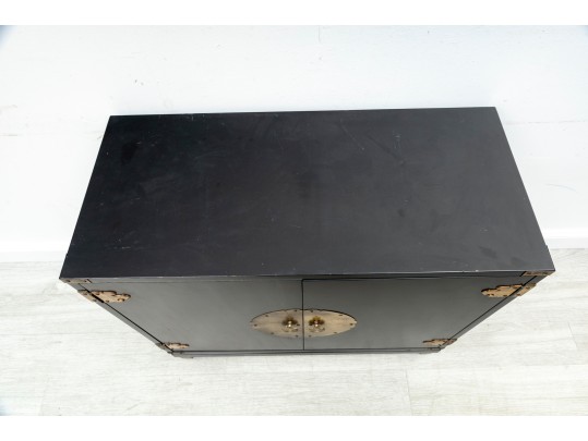 Vintage Black Chinoiserie Chest 