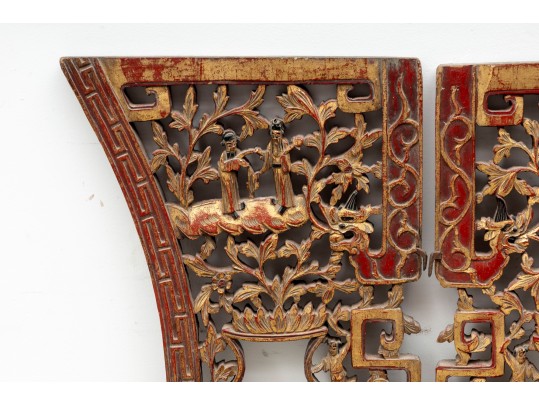 19th Century Chinese Giltwood Relief Panels