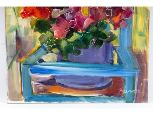 Hannah Cole Buie (American, B. 1955) Oil On Board, Floral Still Life