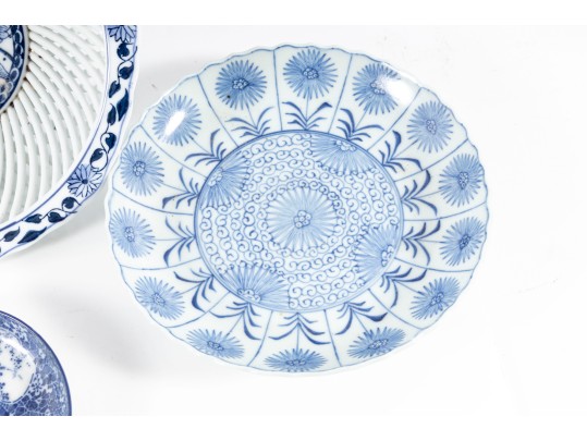 Four Vintage Asian Blue Willowware Lot