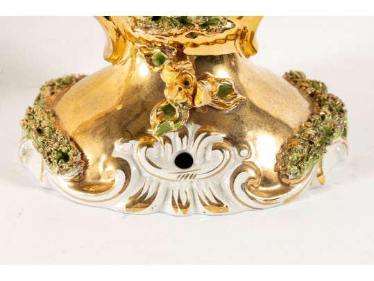 Pair Of Luxurious Capodimonte Italian Ceramic Candelabras