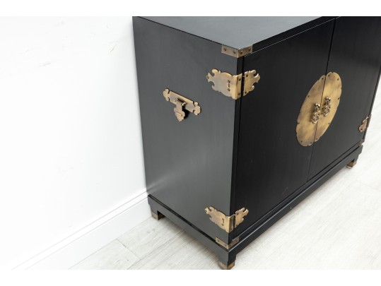 Vintage Black Chinoiserie Chest 