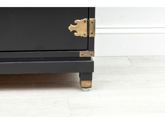 Vintage Black Chinoiserie Chest 