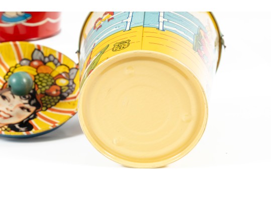 Vintage Tin Litho Buckets Etc