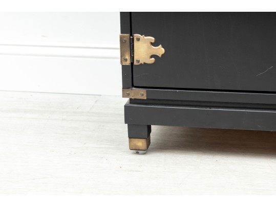 Vintage Black Chinoiserie Chest 