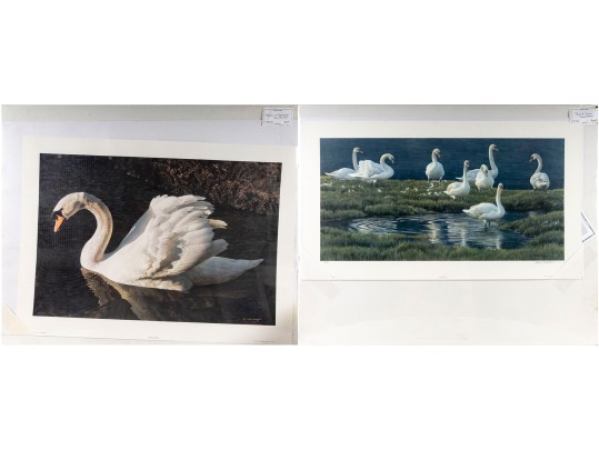 Robert Bateman And Carl Brenders Signed Lithographs Depicting Swans