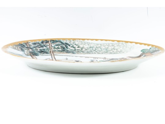 Fine Japanese Hand-Painted Porcelain Oval Platter