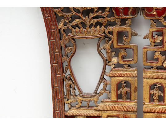 19th Century Chinese Giltwood Relief Panels