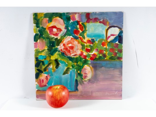 Hannah Cole Buie  (American, B. 1955) Oil On Board, Floral Still Life