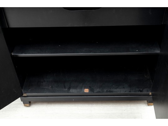 Vintage Black Chinoiserie Chest 
