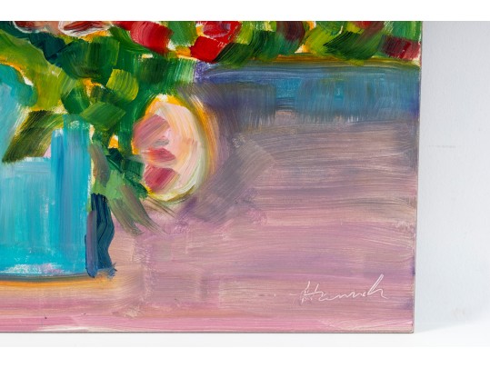 Hannah Cole Buie  (American, B. 1955) Oil On Board, Floral Still Life