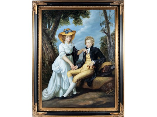 Oil On Canvas Reproduction Portrait Of Robert Stearne Tighe And His Wife