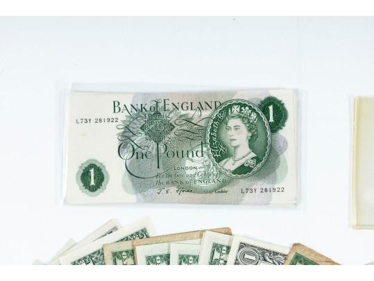 Collection Of American And English Banknotes