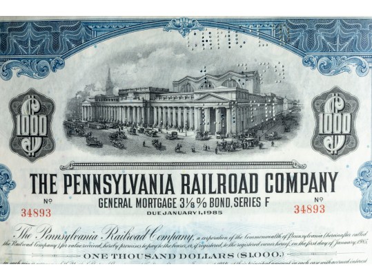 Antique Assorted Lot Of Hundreds Of Pennsylvania Railroad Common Stock Certificates