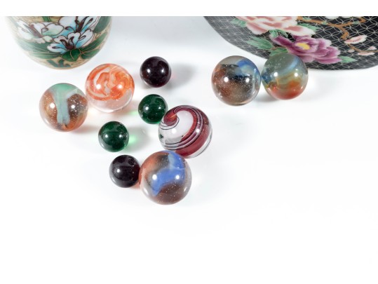 Cloisonne Themed Vases And Glass Marbles