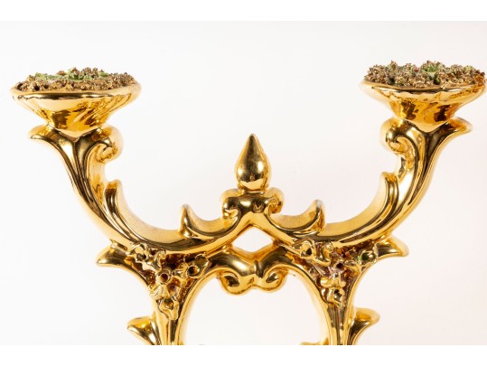 Pair Of Luxurious Capodimonte Italian Ceramic Candelabras
