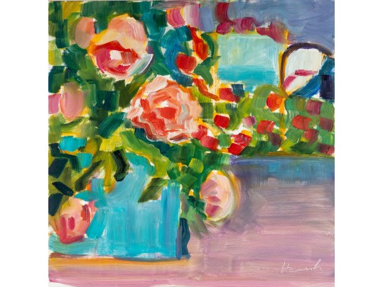 Hannah Cole Buie  (American, B. 1955) Oil On Board, Floral Still Life