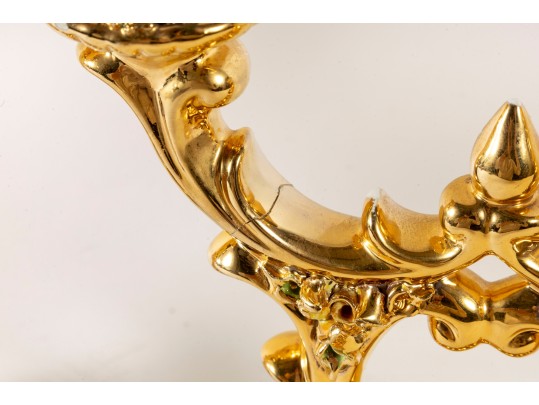 Pair Of Luxurious Capodimonte Italian Ceramic Candelabras