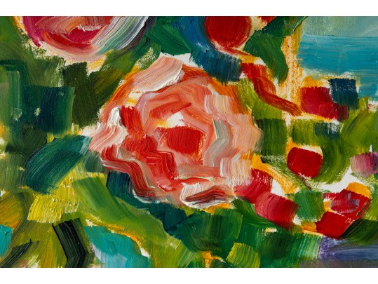 Hannah Cole Buie  (American, B. 1955) Oil On Board, Floral Still Life