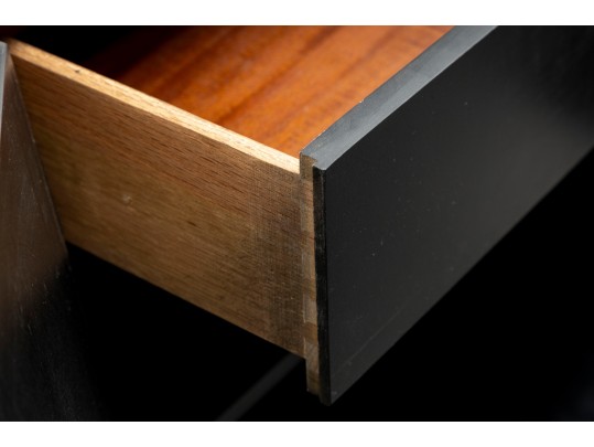 Vintage Black Chinoiserie Chest 