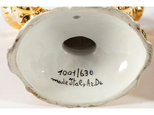 Pair Of Luxurious Capodimonte Italian Ceramic Candelabras