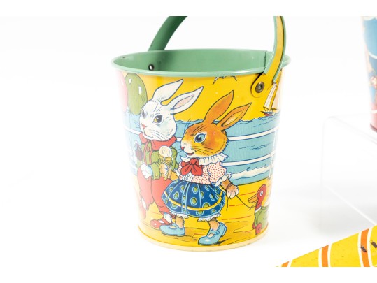 Vintage Tin Litho Buckets Etc