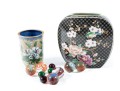 Cloisonne Themed Vases And Glass Marbles