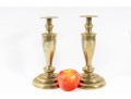 Vintage Bulbous Brass Column Candlestick Holders 