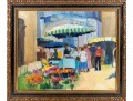 Hannah Cole Buie (American, B. 1955) Oil On Canvas Market Scene Painting