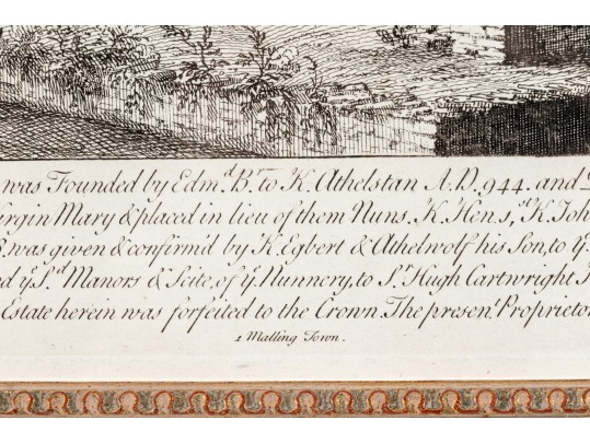 Set Of Three Gilt Framed Restrikes Of Mid 18th Century English Architectural Engravings