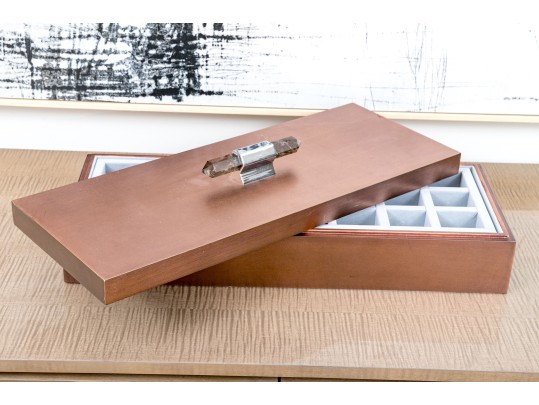 Quality Bronzed Jewelry Box With Quartz Handle