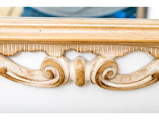 Stylish Carved Wood And Gesso Beveled Edge Mirror