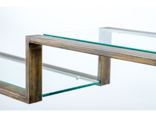 Vintage Mid-Century Modern Brass And Glass Display Etagere