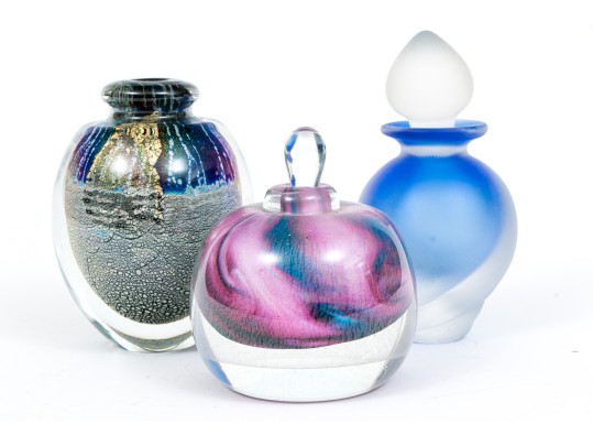 Three Art Glass Perfume Bottles