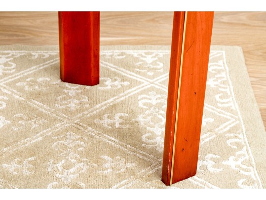 Chinoiserie Chic Red Lacquered Console Table With Three Glass Panels