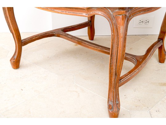 Classic Louis XV Style Fruitwood Fauteuil With Cane Seat And Seat Back