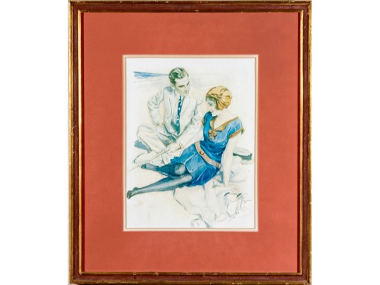 Harrison Fisher (American, 1875-1934) Reproduction Fashion Illustration Print, At The Beach