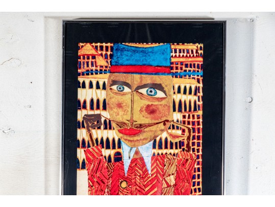 After Friedensreich Hundertwasser (Austria, 1928-2000) 1973 Exhibition Poster, Man Twirling Mustache