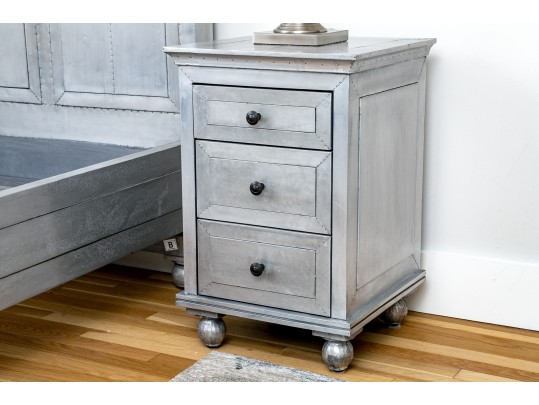 Chic Pair Of Restoration Hardware Metallic Wrapped End Tables