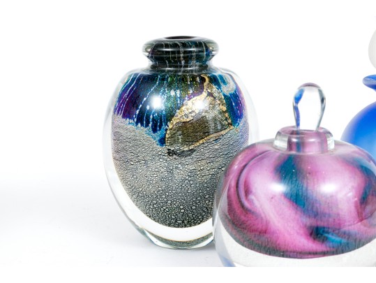 Three Art Glass Perfume Bottles