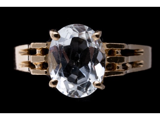 Chic Textural 14k Yellow Gold Aquamarine Ring, Size 5.75