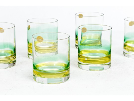 Set Of Six Vintage Italian Artisan Double Old Fashioned Glasses