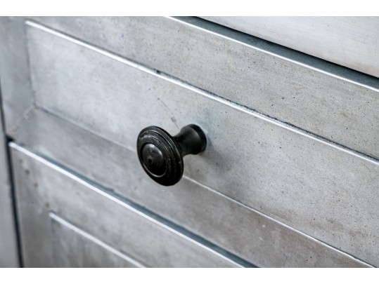 Chic Pair Of Restoration Hardware Metallic Wrapped End Tables