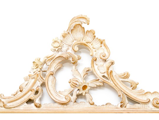 Stylish Carved Wood And Gesso Beveled Edge Mirror