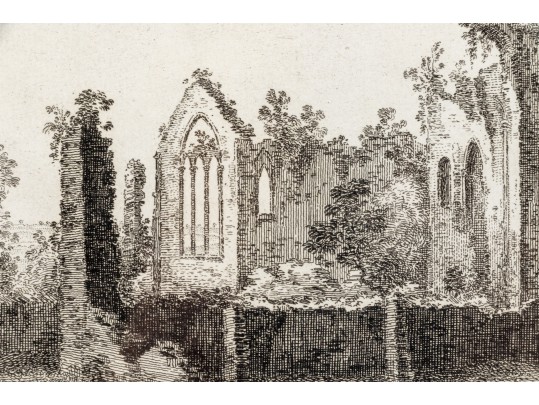 Set Of Three Gilt Framed Restrikes Of Mid 18th Century English Architectural Engravings