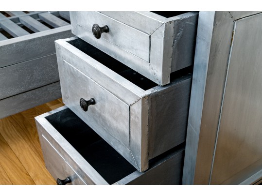 Chic Pair Of Restoration Hardware Metallic Wrapped End Tables