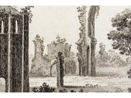 Set Of Three Gilt Framed Restrikes Of Mid 18th Century English Architectural Engravings