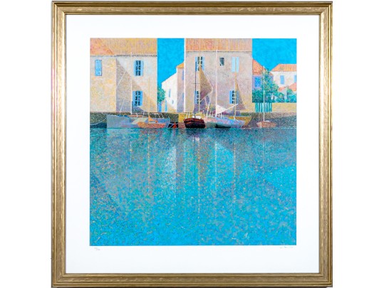 Andre Bourrie (France, 1936-2017) Serigraph, Sailboats On The Quay